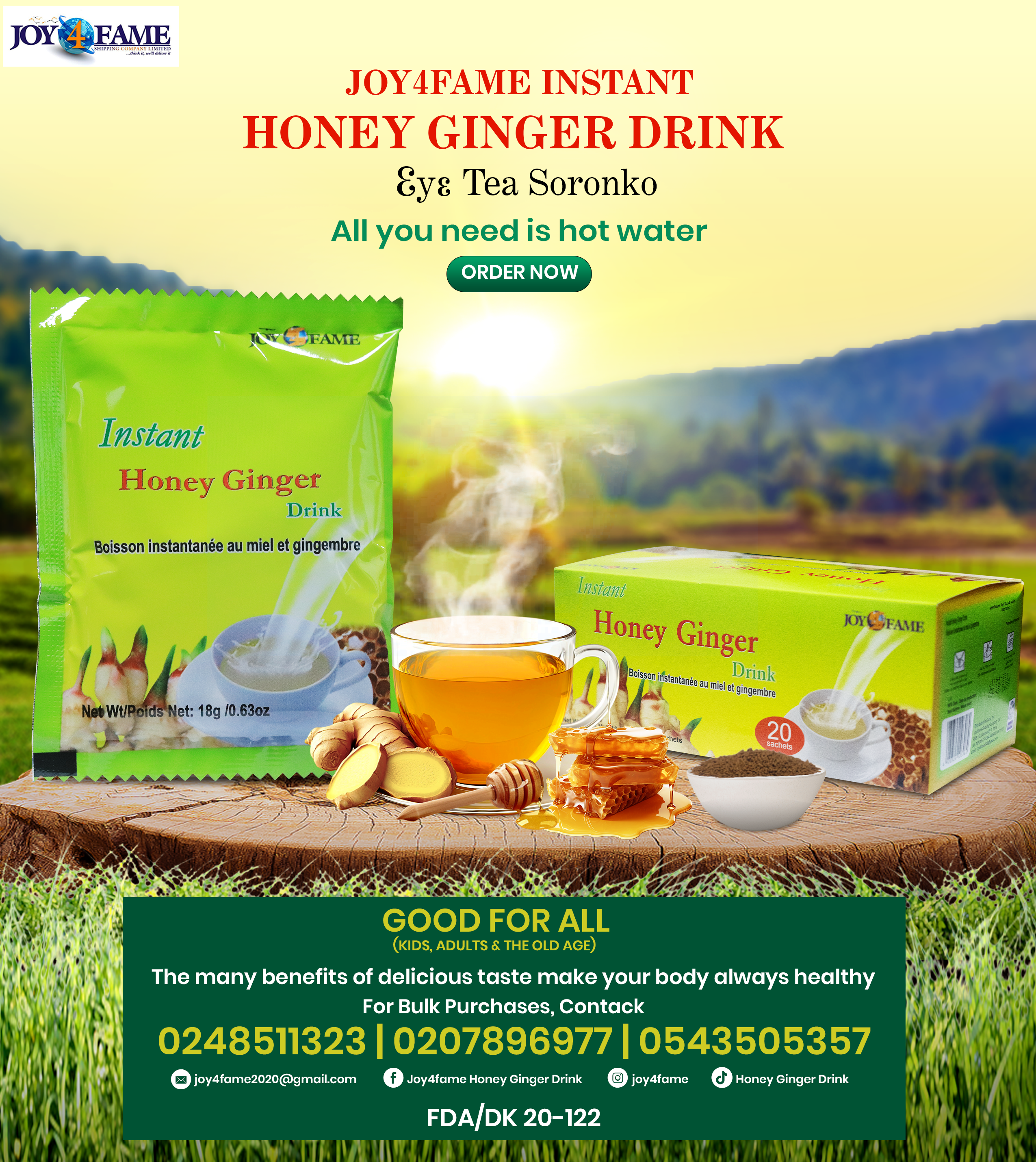 Instant Honey Ginger Drink Bulk Pack